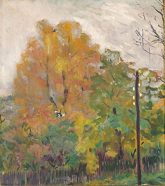 Bernhard Folkestad Deciduous trees in fall suit with cuts oil painting picture